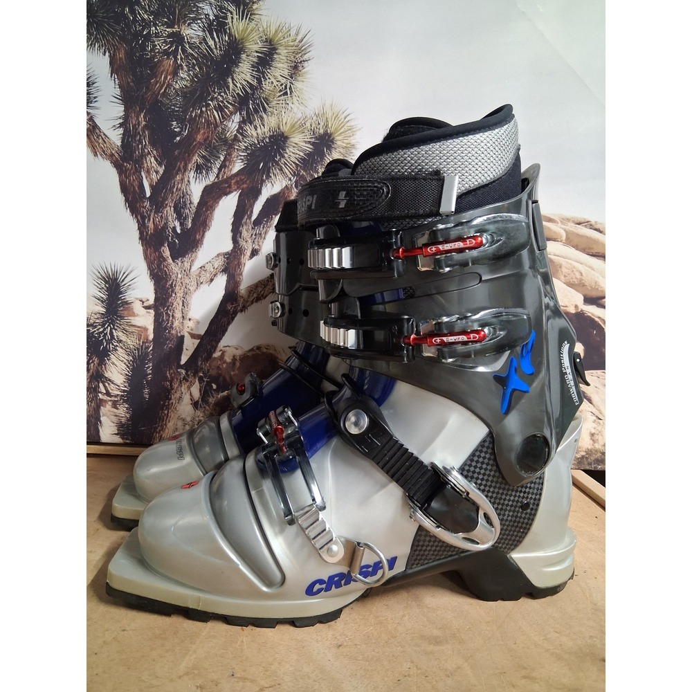 Crispi XR Telemark Ski Boots Silver Blue 75mm Nordic Norm Touring sz 28.5